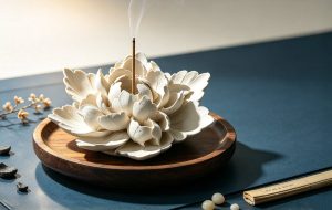 手捏瓷素白牡丹香插 产品图1