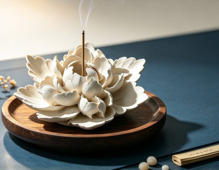 手捏瓷素白牡丹香插